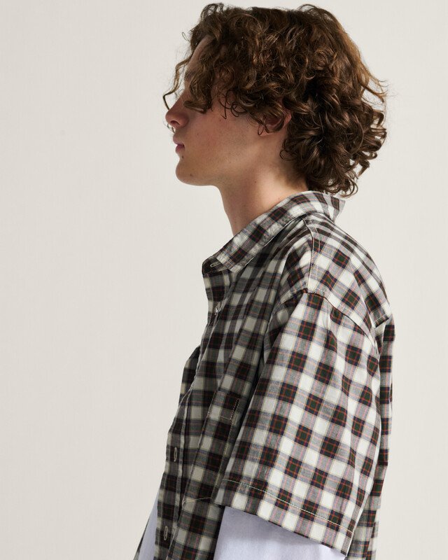 Camisa Monte Plaid Ss Woven Egret
