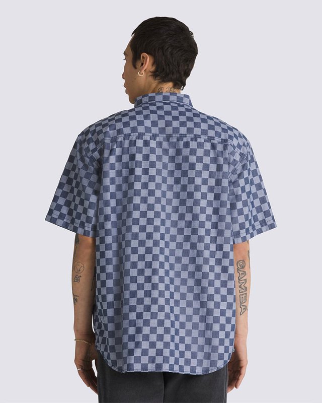 Camisa Wade Checkerboard Ss Warm Weather Dress Blues White