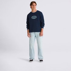 A Calça Drill Chore Relaxed Carpenter Denim Compl: Authentic Blue Ice é feita com denim de algodão pesado e apresenta detalhes tradicionais no estilo de carpinteiro, incluindo uma alça para martelo no bolso traseiro esquerdo e um bolso para ferramentas abaixo do bolso direito. Novos detalhes adicionam estilo para a calça de carpinteiro clássica, incluindo o novo detalhe de passante em "V" na cintura traseira e a nova etiqueta em checkerboard costurada internamente na bainha para detalhe adicional quando as pernas estão dobradas.
