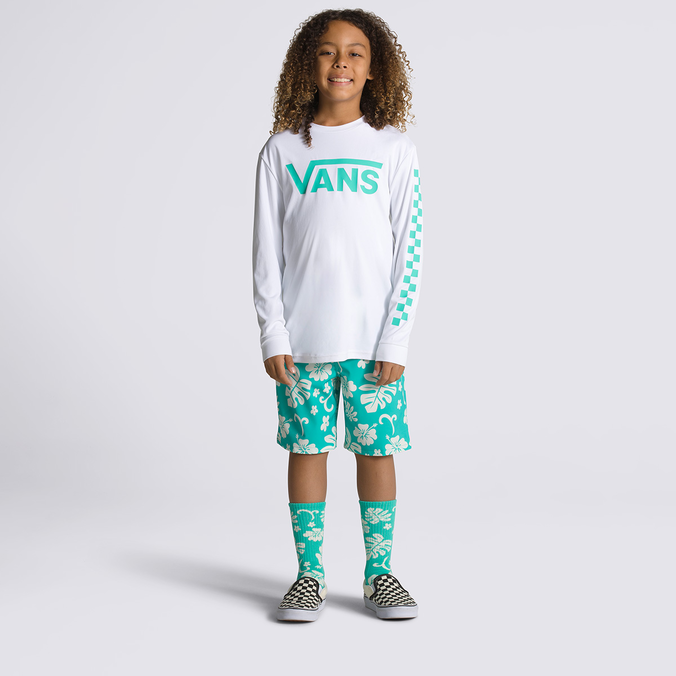 Camiseta Vans Classic Checker Sun Ls White Waterfall Infantil
