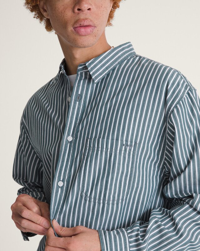 Camisa Manga Longa Lx Dobby Stripe Mystic Moss