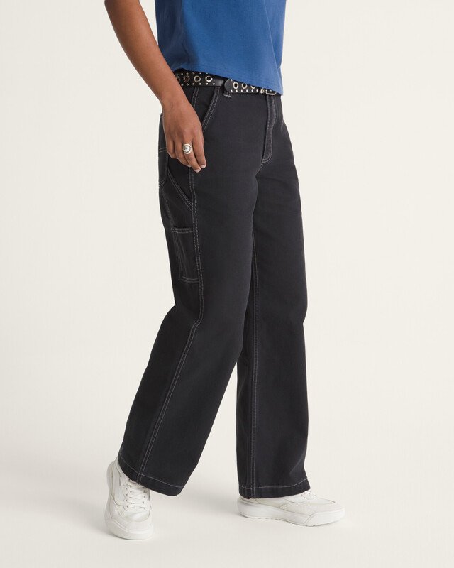 Calça Chore Mid Rise Straight Black