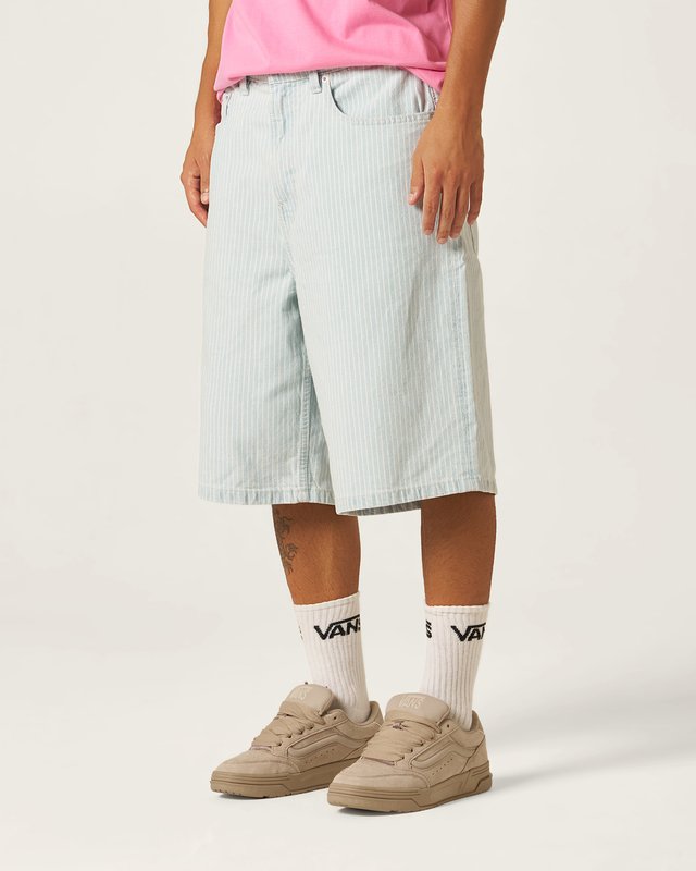 Bermuda Baggy Striped Check-5 Denim  Blue Ice Stripe