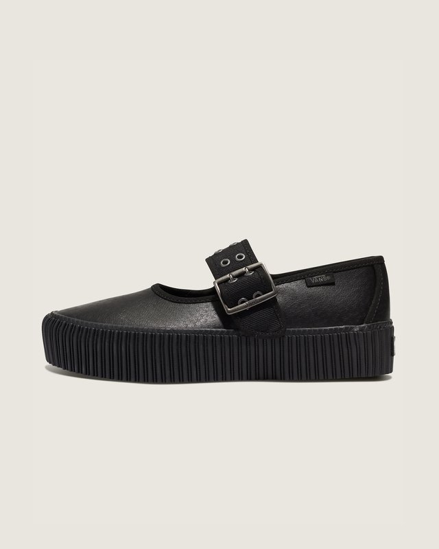 Tênis Mary Jane Creeper Grunge Core Black Leather