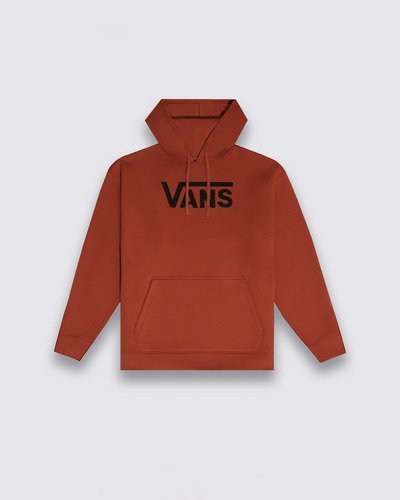 Fundada na Califórnia em 1966, a Vans está envolvida com a cultura de rua, artes, música e ligada ao skate e à evolução do esporte, sem perder a essência. Dos clássicos aos modernos, a Vans possui uma enorme variedade de modelos de tênis, roupas e acessórios, sempre mantendo o estilo "Off The Wall". O Moletom SS Red Ochre traz estampa com assinatura Vans em "Drop V" centralizada na altura do peito, em silk à base d’água. Traz etiqueta tecida Vans aplicada na lateral, capuz com cordão para regulagem, bolso estilo canguru, barra e punhos canelados.