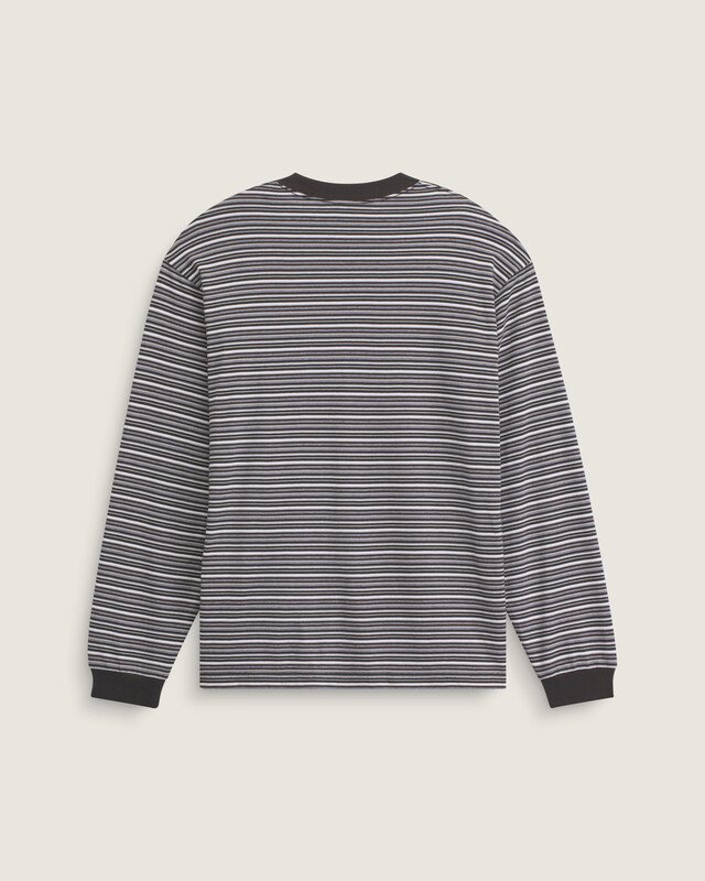 Camiseta Manga Longa Wesley Stripe Faded Black Drizzle