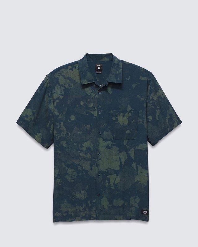 Camisa Camp Loose Collar SS Warm Weather Dress Blues Dark Forest
