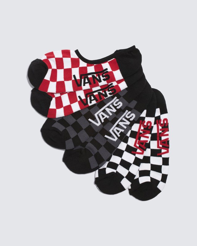 Meia Classic Super No Show (3 Pares) Red White Check
