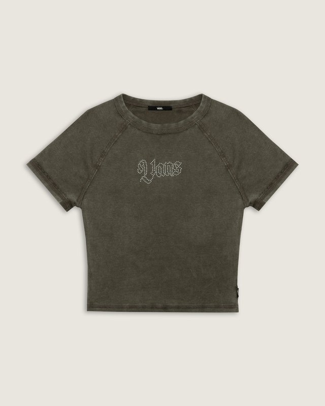 Camiseta Ss Claire Embellished Baby Tee Coal Brown