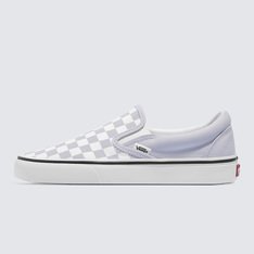 Light purple checkered slip on vans top