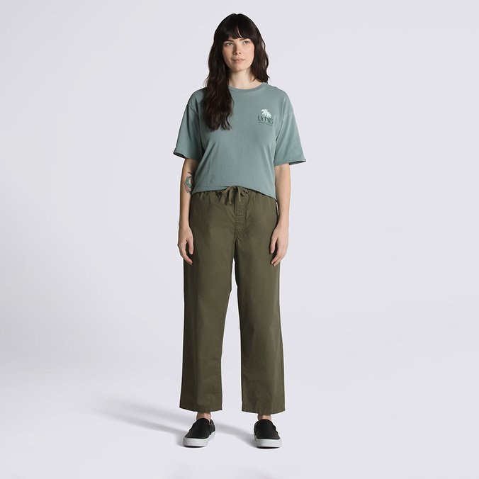 Calça Range Loose Cropped Elastic Waist Grape Leaf