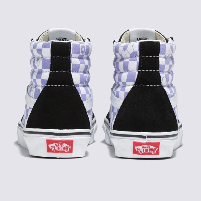 T nis Sk8 Hi Floral Checkerboard Lavender Black