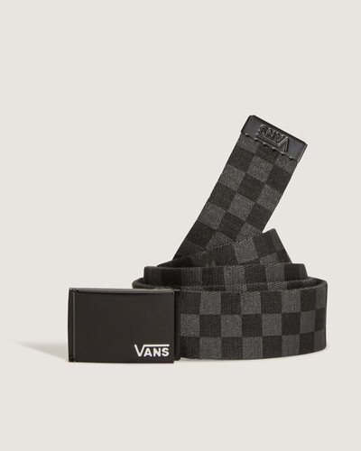 O Cinto Deppster Ii Web Black-Charcoal traz uma estampa icônica em checkerboard. O cinto preto é confeccionado em 100% poliéster, com 116,8 cm de comprimento e fivela de pressão com aplicação da assinatura Vans em “Drop V”.