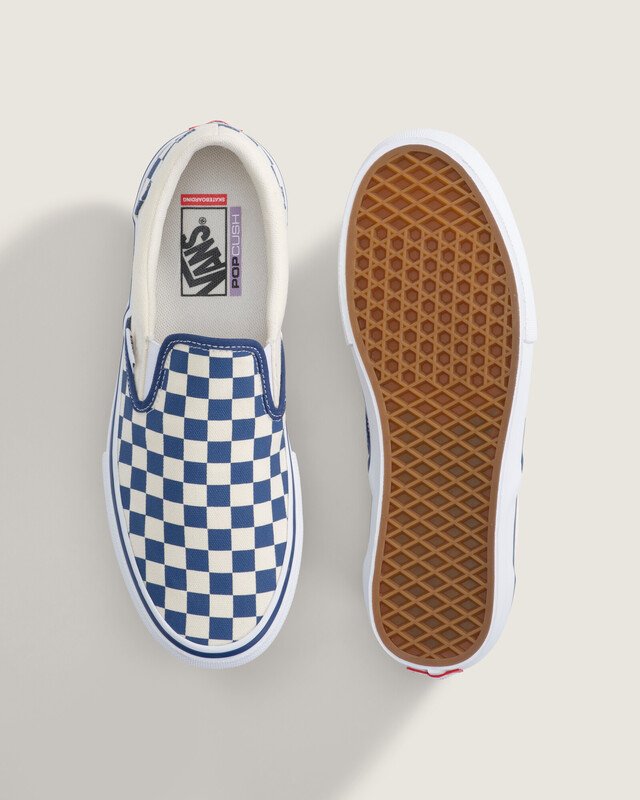 Tênis Skate Slip-On Blue Checkerboard