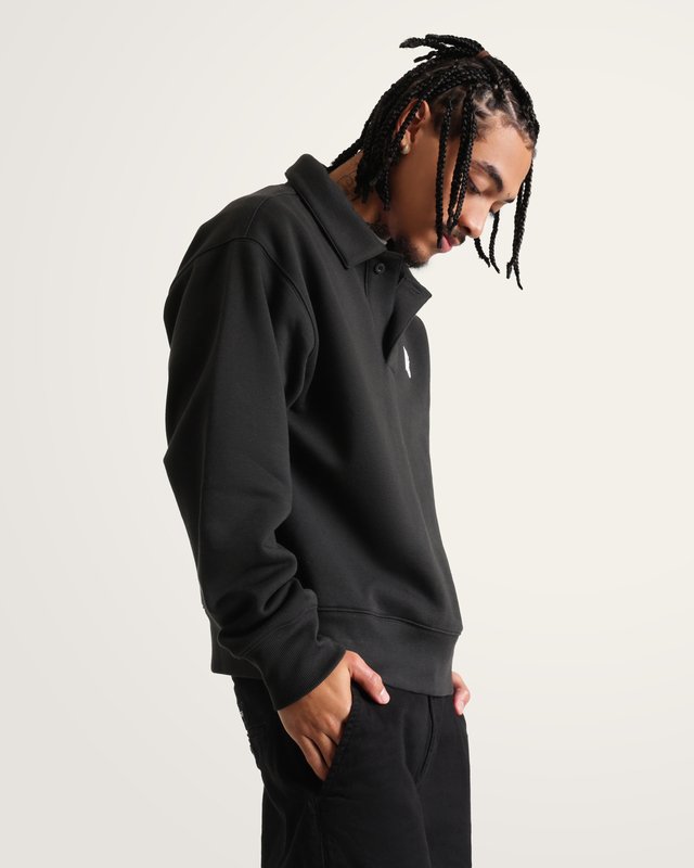 Moletom Polo Fleece Pullover Black