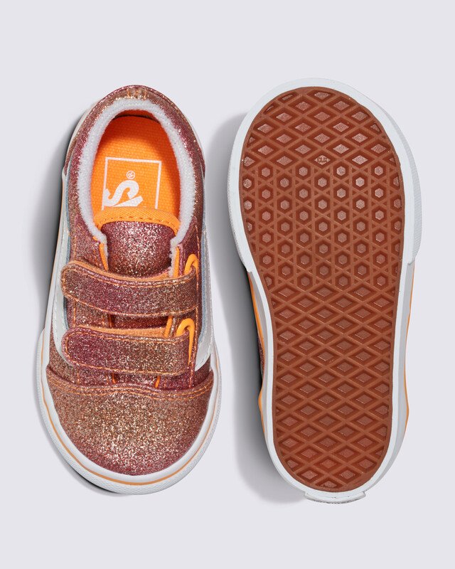 Tênis Old Skool V Infantil Sunrise Glitter Heart Tie Dye Multi White