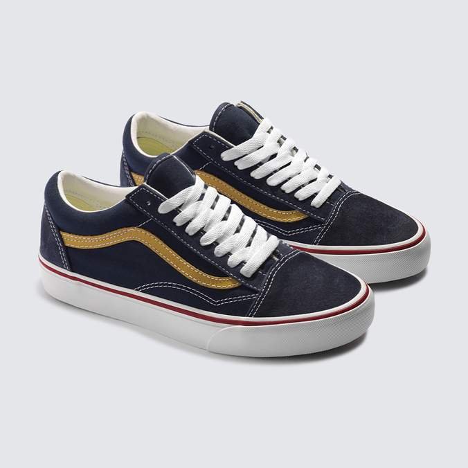 Navy and yellow vans on sale