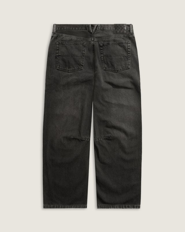 Calça Check 5 Mid Rise Barrel Washed Black