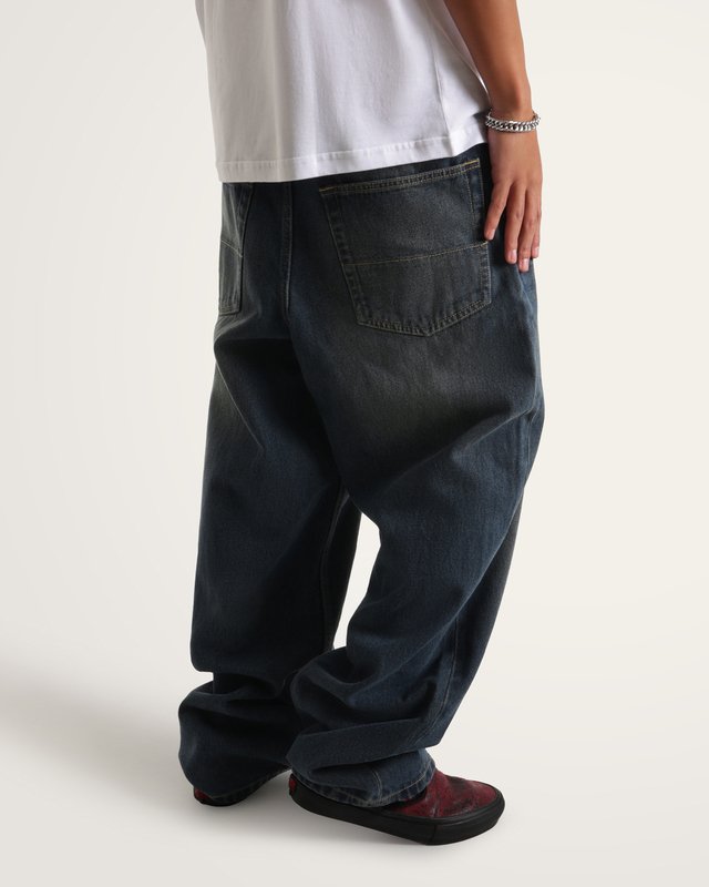Calça Check-5 Baggy Denim Dirty Medium Indigo