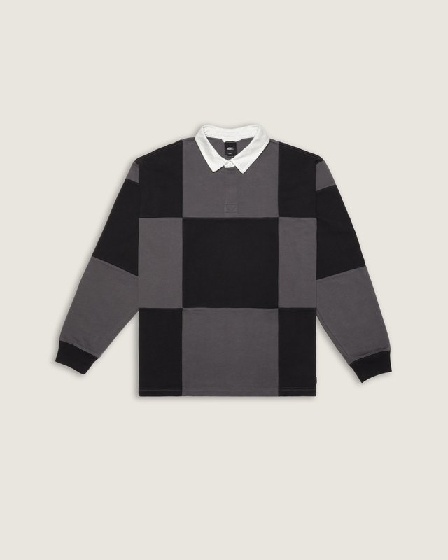 Camisa Ls Grant Checkerboard Rugby Knit Black | Vans