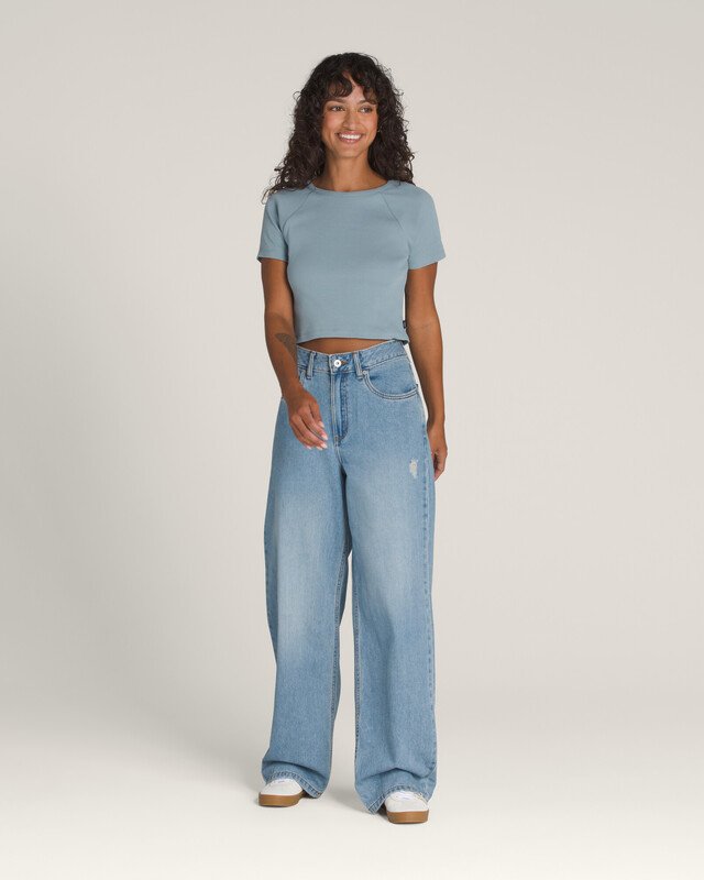Calça Sirelle Distressed Puddle Ss Stone Wash Blue