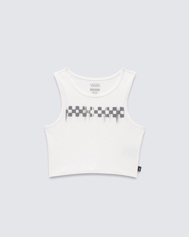 Regata Check Wash Fitted Crop Tank Festival White