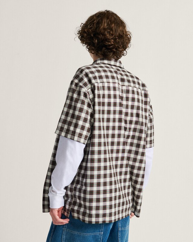 Camisa Monte Plaid Ss Woven Egret