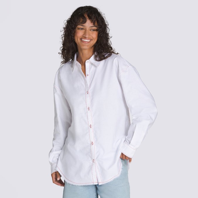 Camisa Gillian Graphic Button Down Ls Lx White