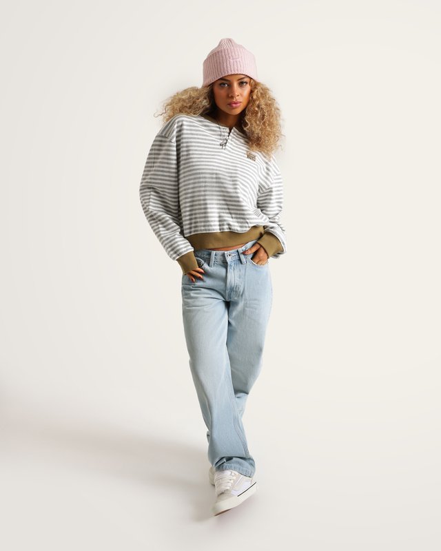 Moletom Molly Henley Pullover Marshmallow Cement Heather