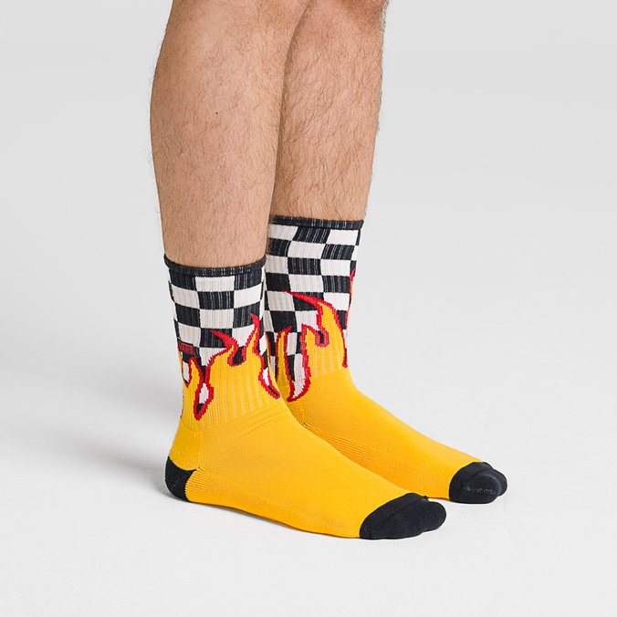 Meia Flame Checkerboard Crew 6 5-9 Compl. Ultra Neo Vr3 Black White