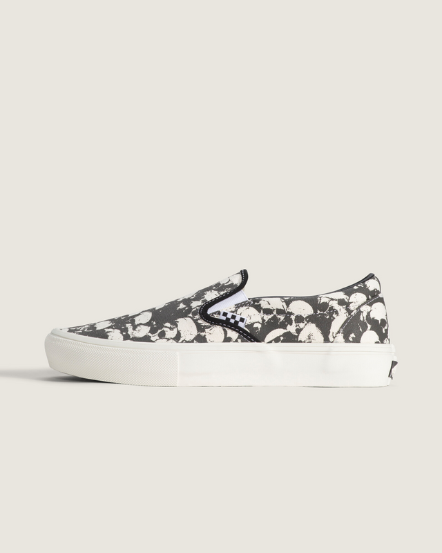 Tênis Skate Slip-On Skull Pile Black White Gum