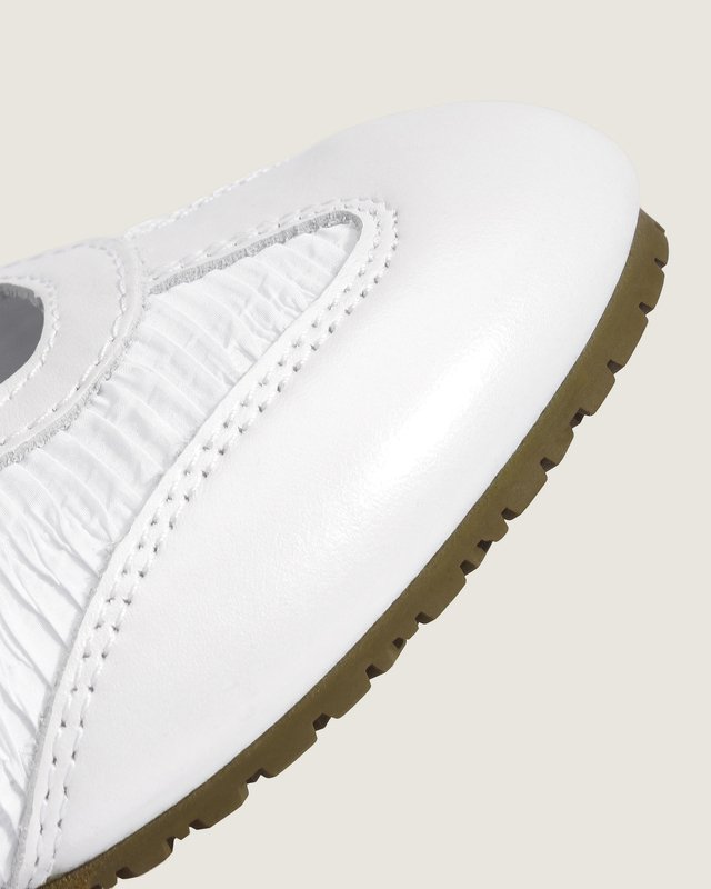 Tênis Mary Jane Pleat Pearl White