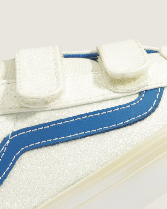 Tênis Old Skool V Glitter Pearl White Blue Infantil