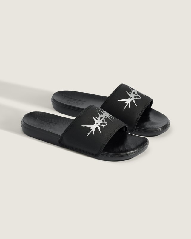 Chinelo Slide-On Refletive Black Silver