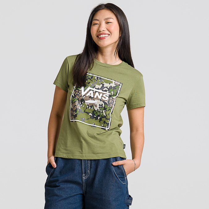 Camiseta Camo Wash Box Fill Crew Ss Loden Green White