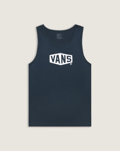 Um clássico irreverente para todos os momentos. A Regata Hex Navy White-Waterfall com gola redonda traz um ajuste relaxado, proporcionando conforto. Fácil de vestir, o modelo traz estampa frontal, com assinatura Vans® com efeito hexagonal, dentro de blocos, centralizada na altura do peito, em silk à base d’água. Para relaxar e curtir todos os momentos com estilo. Essa é a essência “Off The Wall”.