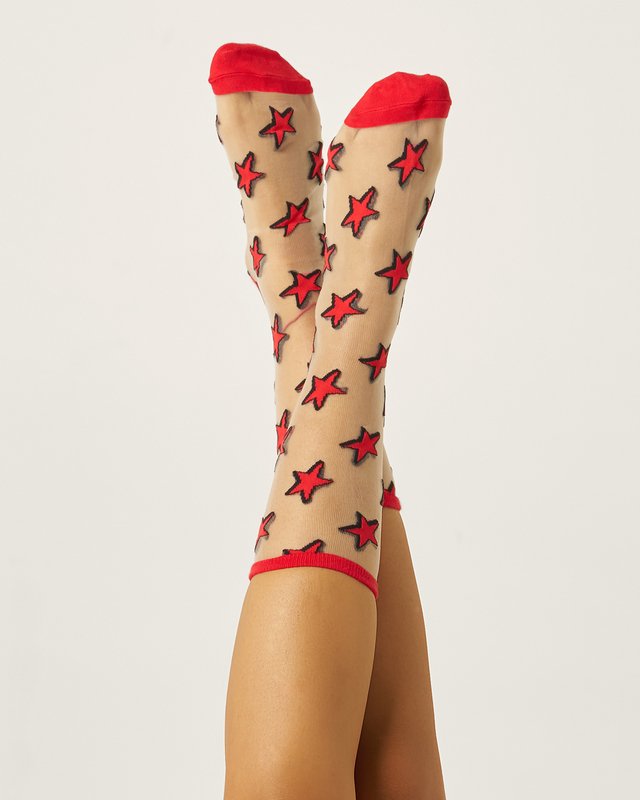 Meia Hazy Sheer  Racing Red