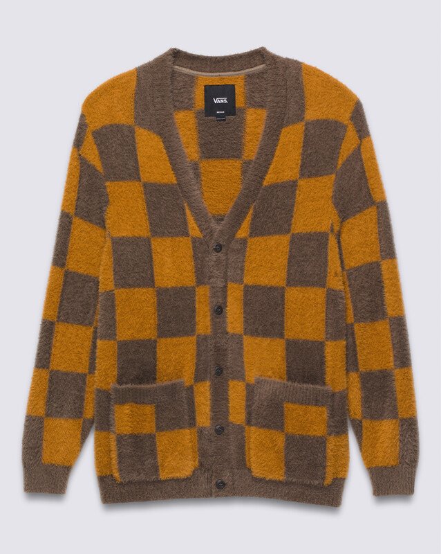 Casaco Canfield Checkerboard Cardigan Upland Bungee Cord Brown Sugar