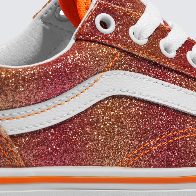 Tênis Old Skool Infantil Sunrise Glitter Heart Tie Dye Multi White