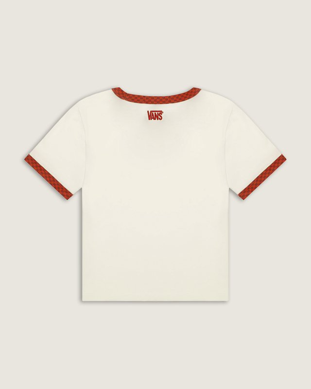 Camiseta Manga Curta Ringer Checkerboard  Crimson Haze