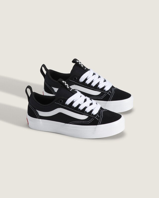 tênis skate old skool 36+ leather black white infantil