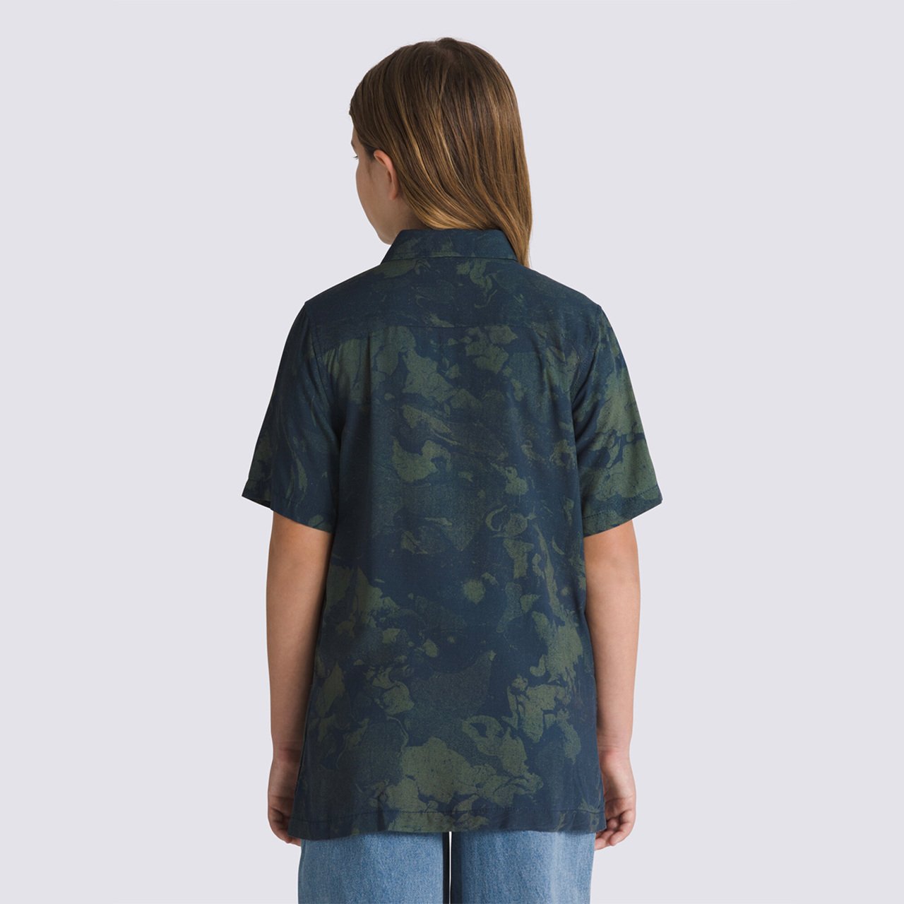 Camisa Loose Camp Collar Ss Dress Blues Dark Forest Infantil Camisa Loose Camp Collar Ss Dress Blues Dark Forest Infantil