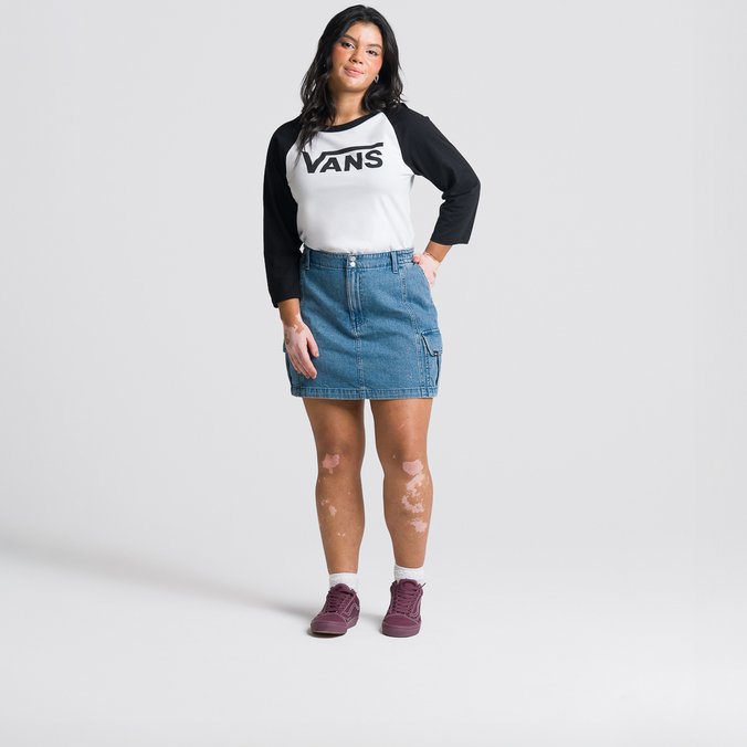 Camiseta Flying V 3/4 Raglan White Black