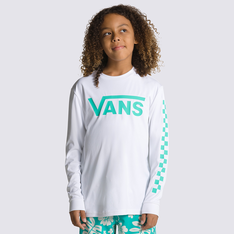 Camiseta Vans Classic Checker Sun Ls White Waterfall Infantil