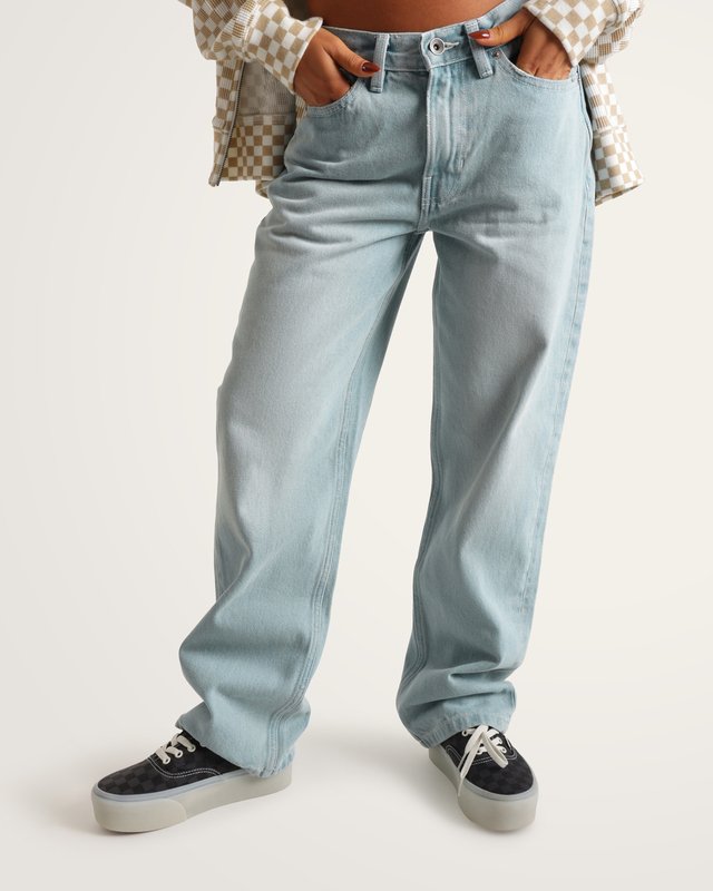 Calça Check 5 Mid Rise Straight Light Stonewash