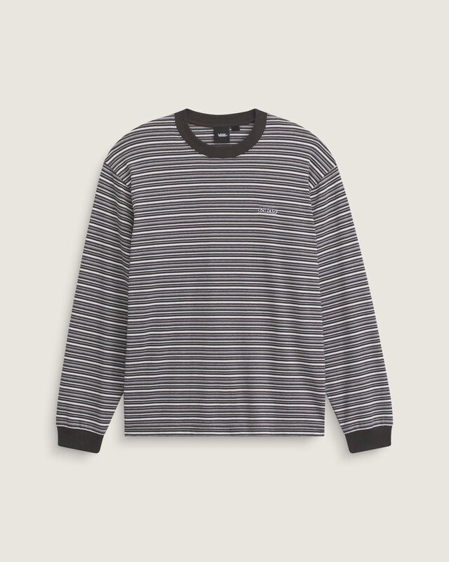Camiseta Manga Longa Wesley Stripe Faded Black Drizzle