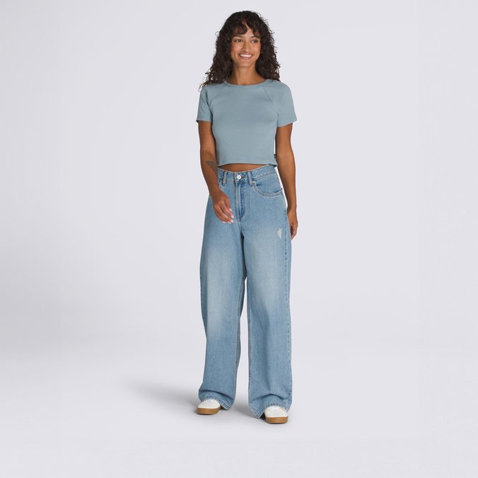 Calça Sirelle Distressed Puddle Ss Stone Wash Blue