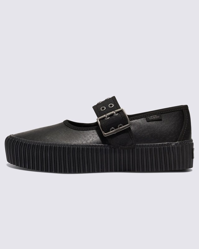 Tênis Mary Jane Creeper Grunge Core Black Leather