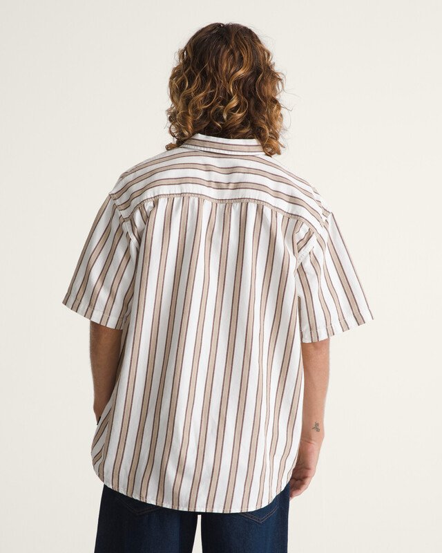 Camisa Manga Curta Lawson Stripe White Potting Soil