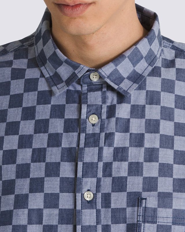 Camisa Wade Checkerboard Ss Warm Weather Dress Blues White